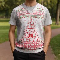 Tunisia Christmas Knitted V-Neck Vest with Red Falcon Tree White Snowflake Pattern and Festive Borders - Wonder Print Shop