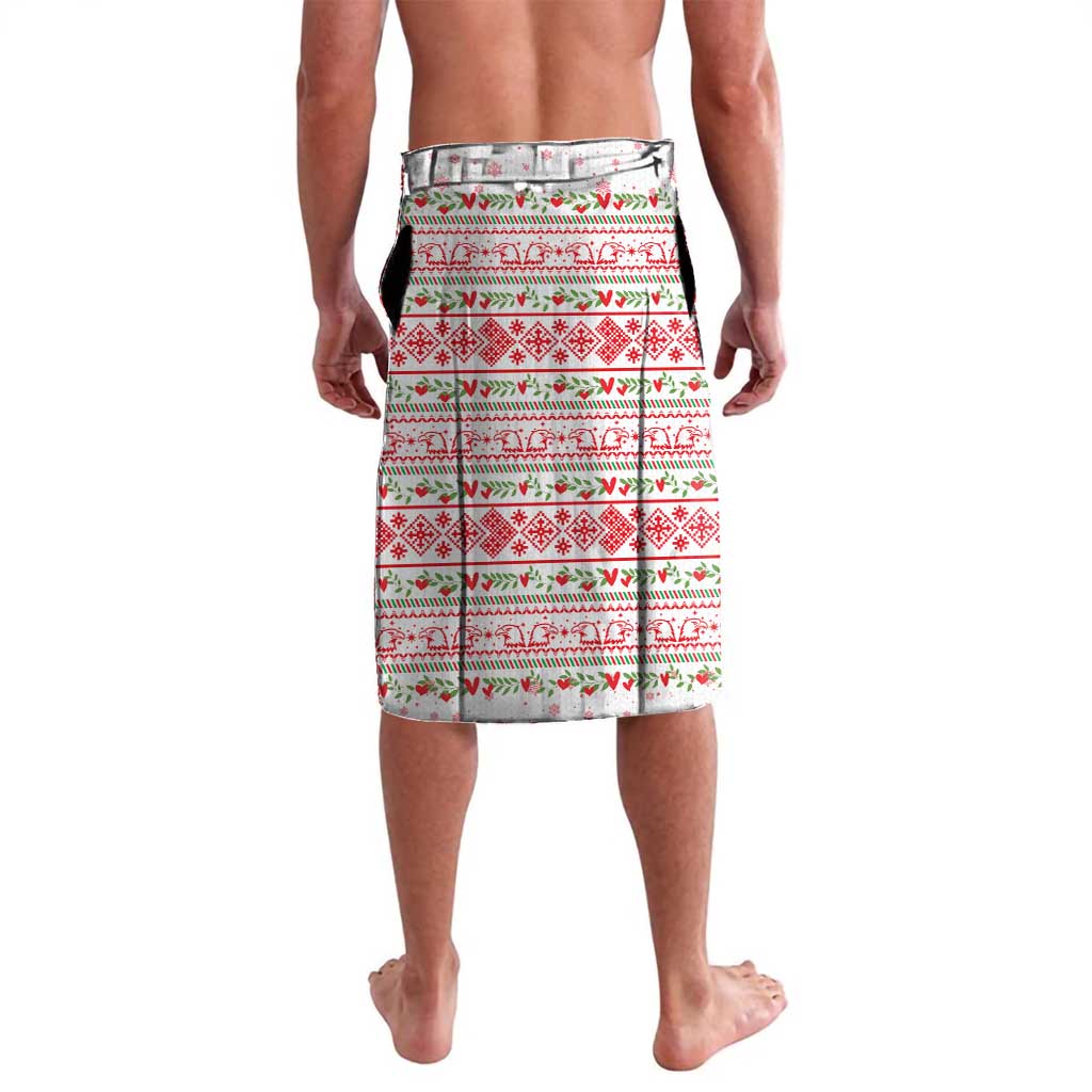 Tunisia Christmas Lavalava with Red Falcon Tree White Snowflake Pattern and Festive Borders - Wonder Print Shop