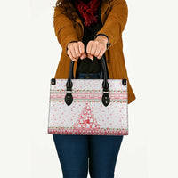 Tunisia Christmas Leather Bag with Red Falcon Tree White Snowflake Pattern and Festive Borders - Wonder Print Shop