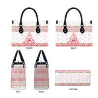 Tunisia Christmas Leather Bag with Red Falcon Tree White Snowflake Pattern and Festive Borders - Wonder Print Shop