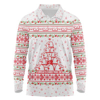 Tunisia Christmas Long Sleeve Polo Shirt with Red Falcon Tree White Snowflake Pattern and Festive Borders - Wonder Print Shop