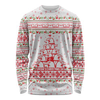 Tunisia Christmas Long Sleeve Shirt with Red Falcon Tree White Snowflake Pattern and Festive Borders - Wonder Print Shop