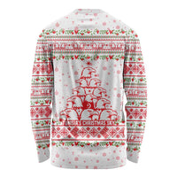 Tunisia Christmas Long Sleeve Shirt with Red Falcon Tree White Snowflake Pattern and Festive Borders - Wonder Print Shop