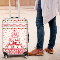 Tunisia Christmas Luggage Cover with Red Falcon Tree White Snowflake Pattern and Festive Borders - Wonder Print Shop