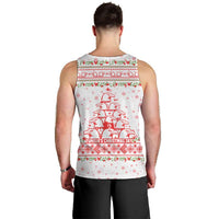 Tunisia Christmas Men Tank Top with Red Falcon Tree White Snowflake Pattern and Festive Borders - Wonder Print Shop