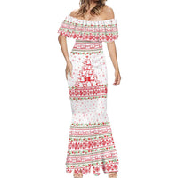 Tunisia Christmas Mermaid Dress with Red Falcon Tree White Snowflake Pattern and Festive Borders - Wonder Print Shop