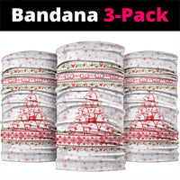 Tunisia Christmas Neck Gaiter with Red Falcon Tree White Snowflake Pattern and Festive Borders - Wonder Print Shop