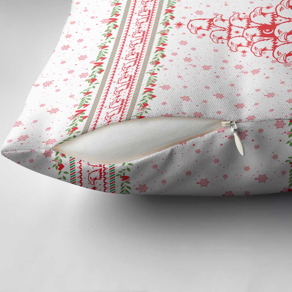 Tunisia Christmas Pillow Cover with Red Falcon Tree White Snowflake Pattern and Festive Borders - Wonder Print Shop