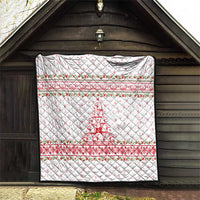 Tunisia Christmas Quilt with Red Falcon Tree White Snowflake Pattern and Festive Borders - Wonder Print Shop