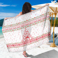 Tunisia Christmas Sarong with Red Falcon Tree White Snowflake Pattern and Festive Borders - Wonder Print Shop