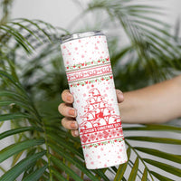 Tunisia Christmas Skinny Tumbler with Red Falcon Tree White Snowflake Pattern and Festive Borders - Wonder Print Shop