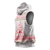 Tunisia Christmas Sleeveless Hoodie with Red Falcon Tree White Snowflake Pattern and Festive Borders - Wonder Print Shop