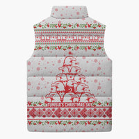 Tunisia Christmas Sleeveless Puffer Jacket with Red Falcon Tree White Snowflake Pattern and Festive Borders - Wonder Print Shop