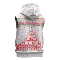 Tunisia Christmas Sleeveless Zip Hoodie with Red Falcon Tree White Snowflake Pattern and Festive Borders - Wonder Print Shop