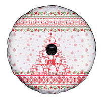 Tunisia Christmas Spare Tire Cover with Red Falcon Tree White Snowflake Pattern and Festive Borders - Wonder Print Shop