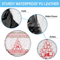 Tunisia Christmas Spare Tire Cover with Red Falcon Tree White Snowflake Pattern and Festive Borders - Wonder Print Shop