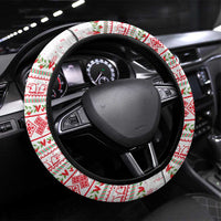 Tunisia Christmas Steering Wheel Cover with Red Falcon Tree White Snowflake Pattern and Festive Borders - Wonder Print Shop