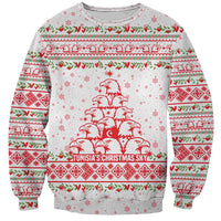 Tunisia Christmas Sweatshirt with Red Falcon Tree White Snowflake Pattern and Festive Borders - Wonder Print Shop
