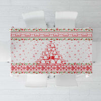 Tunisia Christmas Tablecloth with Red Falcon Tree White Snowflake Pattern and Festive Borders - Wonder Print Shop