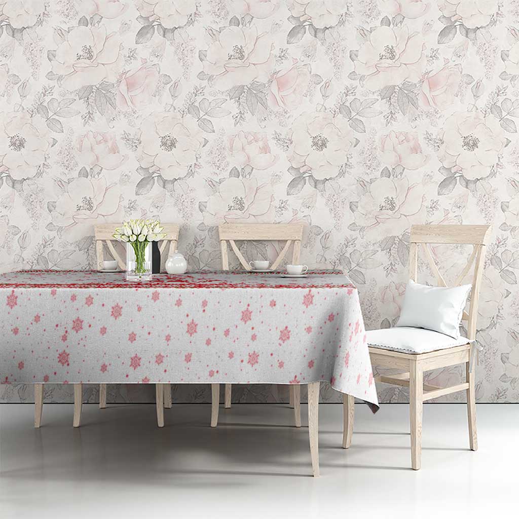 Tunisia Christmas Tablecloth with Red Falcon Tree White Snowflake Pattern and Festive Borders - Wonder Print Shop