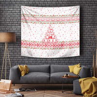 Tunisia Christmas Tapestry with Red Falcon Tree White Snowflake Pattern and Festive Borders - Wonder Print Shop