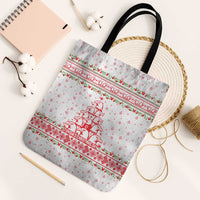 Tunisia Christmas Tote Bag with Red Falcon Tree White Snowflake Pattern and Festive Borders - Wonder Print Shop