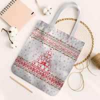 Tunisia Christmas Tote Bag with Red Falcon Tree White Snowflake Pattern and Festive Borders - Wonder Print Shop