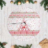 Tunisia Christmas Tree Skirt with Red Falcon Tree White Snowflake Pattern and Festive Borders - Wonder Print Shop