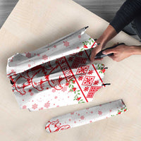 Tunisia Christmas Umbrella with Red Falcon Tree White Snowflake Pattern and Festive Borders - Wonder Print Shop