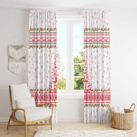 Tunisia Christmas Window Curtain with Red Falcon Tree White Snowflake Pattern and Festive Borders - Wonder Print Shop