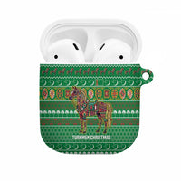 Turkmenistan Christmas AirPods Case with Decorated Horse Crescent Moon Pattern and Traditional Carpet - Wonder Print Shop