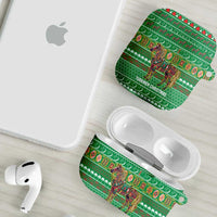 Turkmenistan Christmas AirPods Case with Decorated Horse Crescent Moon Pattern and Traditional Carpet - Wonder Print Shop