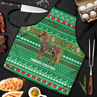Turkmenistan Christmas Apron with Decorated Horse Crescent Moon Pattern and Traditional Carpet - Wonder Print Shop