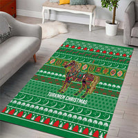 Turkmenistan Christmas Area Rug with Decorated Horse Crescent Moon Pattern and Traditional Carpet - Wonder Print Shop