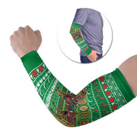 Turkmenistan Christmas Arm Sleeves with Decorated Horse Crescent Moon Pattern and Traditional Carpet - Wonder Print Shop