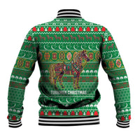 Turkmenistan Christmas Baseball Jacket with Decorated Horse Crescent Moon Pattern and Traditional Carpet - Wonder Print Shop
