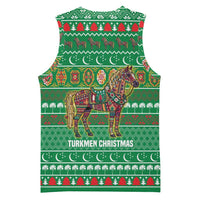 Turkmenistan Christmas Basketball Jersey with Decorated Horse Crescent Moon Pattern and Traditional Carpet - Wonder Print Shop