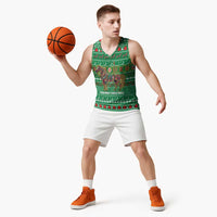Turkmenistan Christmas Basketball Jersey with Decorated Horse Crescent Moon Pattern and Traditional Carpet - Wonder Print Shop