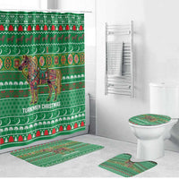 Turkmenistan Christmas Bathroom Set with Decorated Horse Crescent Moon Pattern and Traditional Carpet - Wonder Print Shop
