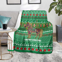 Turkmenistan Christmas Blanket with Decorated Horse Crescent Moon Pattern and Traditional Carpet - Wonder Print Shop