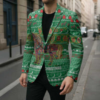 Turkmenistan Christmas Blazer with Decorated Horse Crescent Moon Pattern and Traditional Carpet - Wonder Print Shop