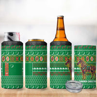 Turkmenistan Christmas 4 in 1 Can Cooler Tumbler with Decorated Horse Crescent Moon Pattern and Traditional Carpet - Wonder Print Shop