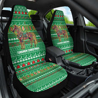Turkmenistan Christmas Car Seat Cover with Decorated Horse Crescent Moon Pattern and Traditional Carpet - Wonder Print Shop