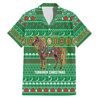 Turkmenistan Christmas Family Matching Mermaid Dress and Hawaiian Shirt with Decorated Horse Crescent Moon Pattern and Traditional Carpet - Wonder Print Shop