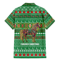 Turkmenistan Christmas Family Matching Mermaid Dress and Hawaiian Shirt with Decorated Horse Crescent Moon Pattern and Traditional Carpet - Wonder Print Shop
