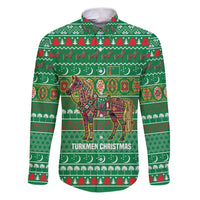 Turkmenistan Christmas Family Matching Puletasi and Hawaiian Shirt with Decorated Horse Crescent Moon Pattern and Traditional Carpet - Wonder Print Shop