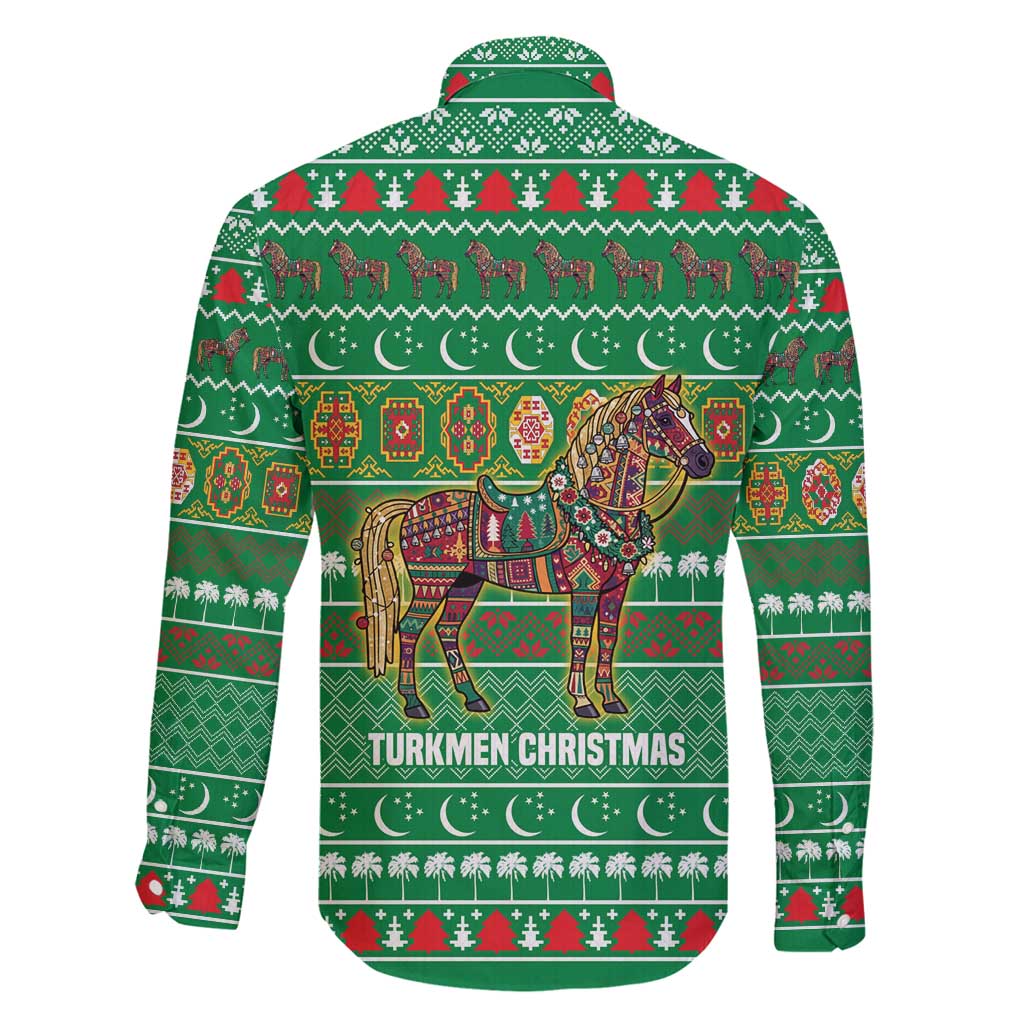 Turkmenistan Christmas Family Matching Puletasi and Hawaiian Shirt with Decorated Horse Crescent Moon Pattern and Traditional Carpet - Wonder Print Shop