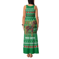 Turkmenistan Christmas Family Matching Tank Maxi Dress and Hawaiian Shirt with Decorated Horse Crescent Moon Pattern and Traditional Carpet - Wonder Print Shop