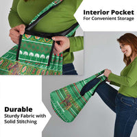 Turkmenistan Christmas Grocery Bag with Decorated Horse Crescent Moon Pattern and Traditional Carpet - Wonder Print Shop