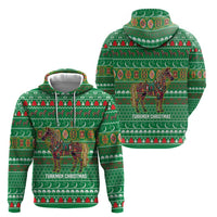 Turkmenistan Christmas Hoodie with Decorated Horse Crescent Moon Pattern and Traditional Carpet - Wonder Print Shop